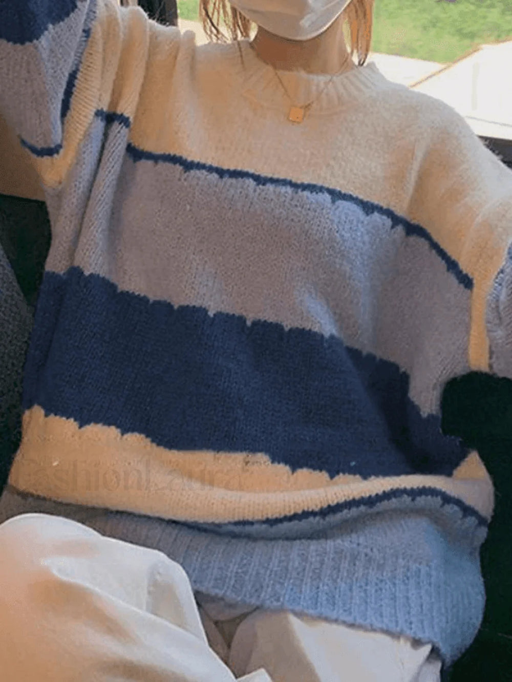 Color Block Striped Sweater Blue / ONE SIZE Sweaters