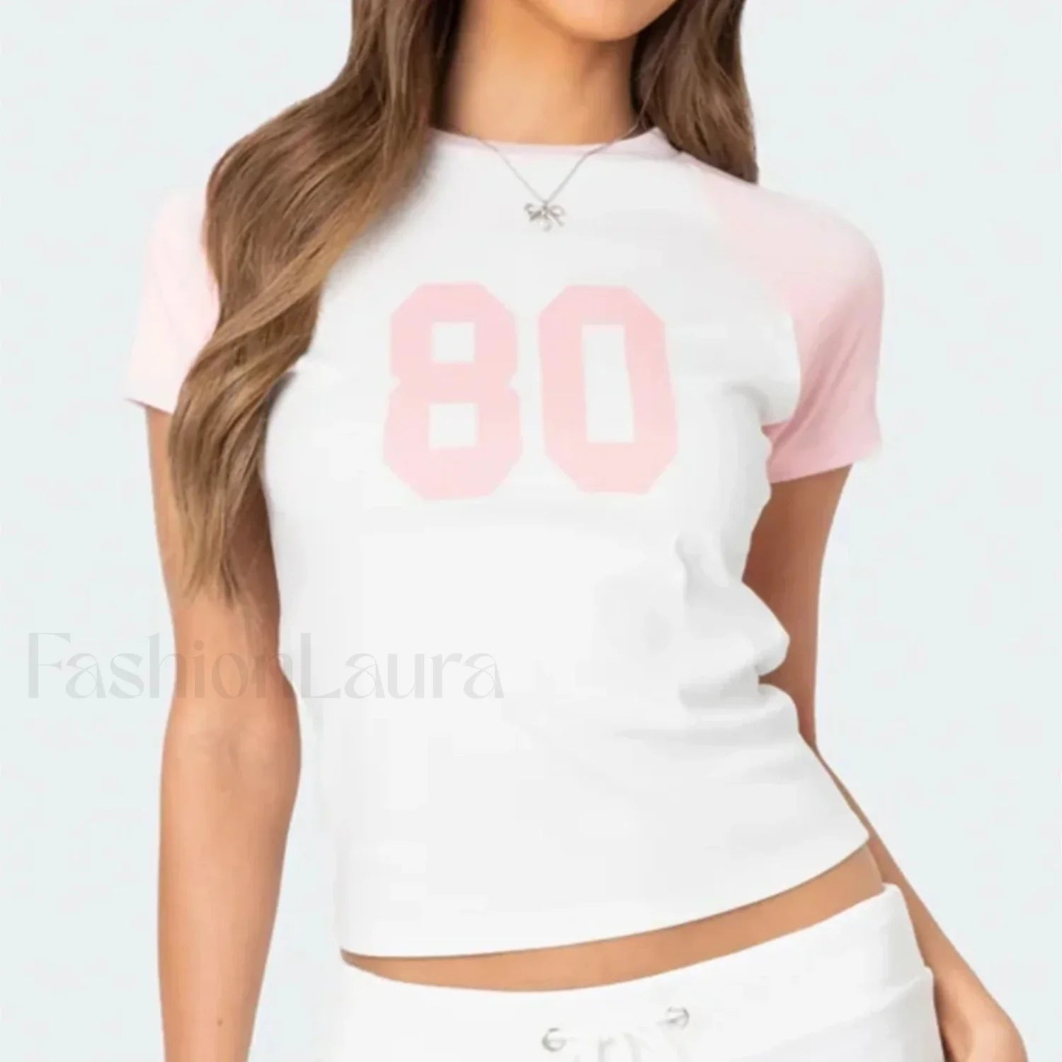 Color Matching Striped Raglan T Shirt Pink / S Main image