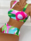 Color Strap High Waist Bikini Set ORANGE / S