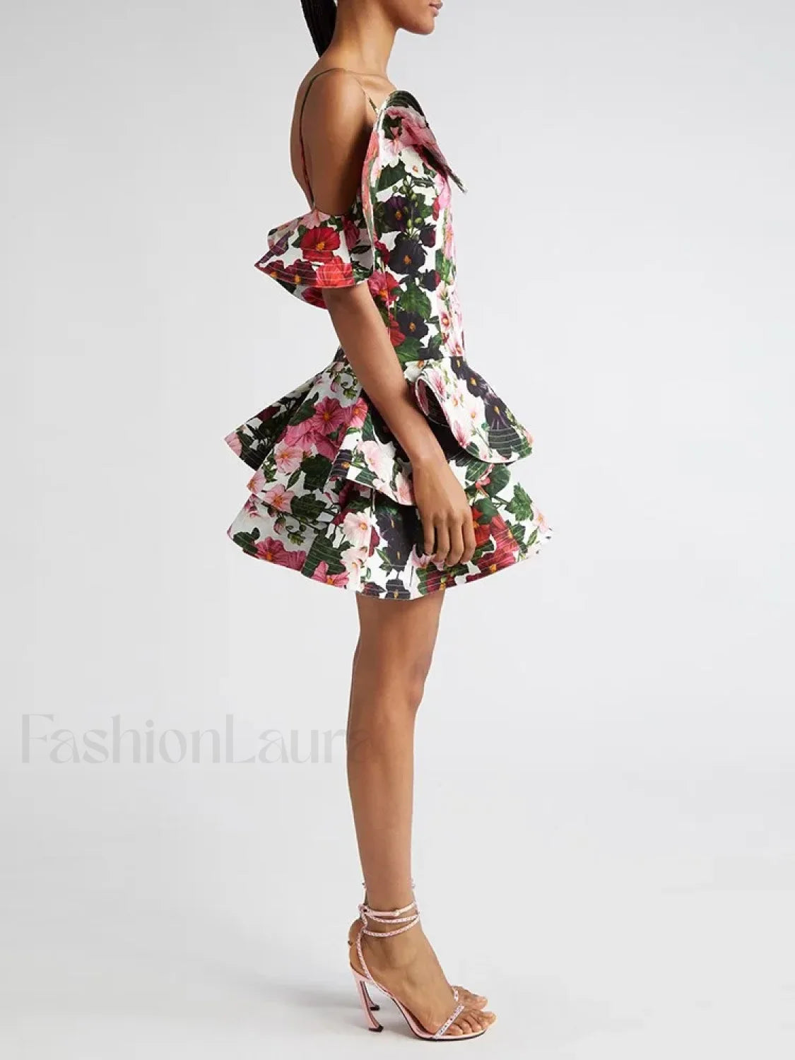 Colorblock Short-Sleeve Floral Dress Secondary image
