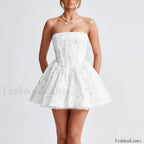 Colorblock Strapless A Line Floral Dress