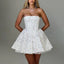 Colorblock Strapless A Line Floral Dress WHITE / S