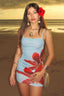 Colorful Printed Waist Slim Spice Girl Mini Dress Blue / S
