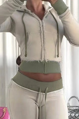 Contrast Color Patchwork Zipper Hoodie