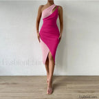 Contrast Cut Out Hip Midi Dress
