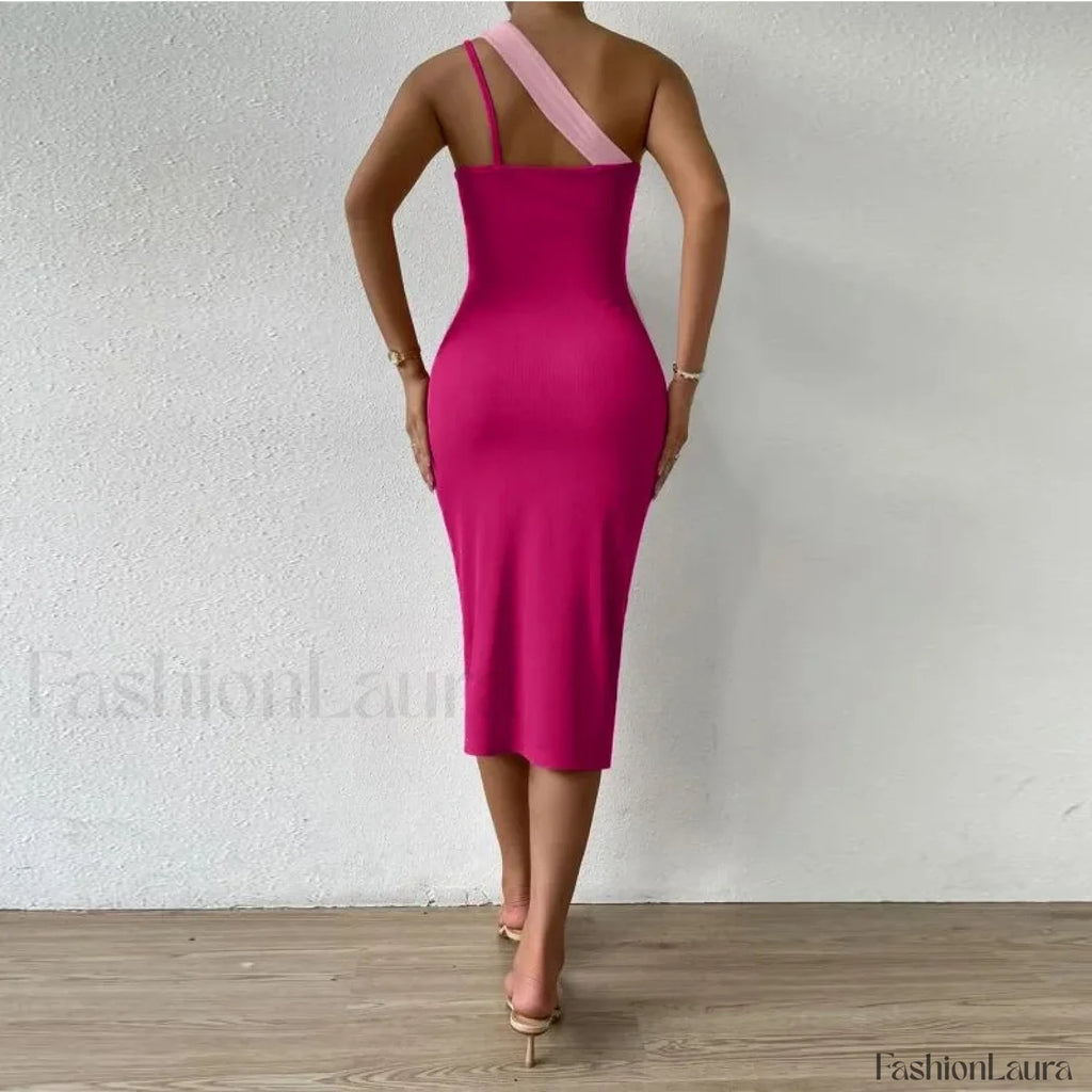 Contrast Cut Out Hip Midi Dress