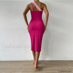 Contrast Cut Out Hip Midi Dress
