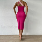 Contrast Cut Out Hip Midi Dress