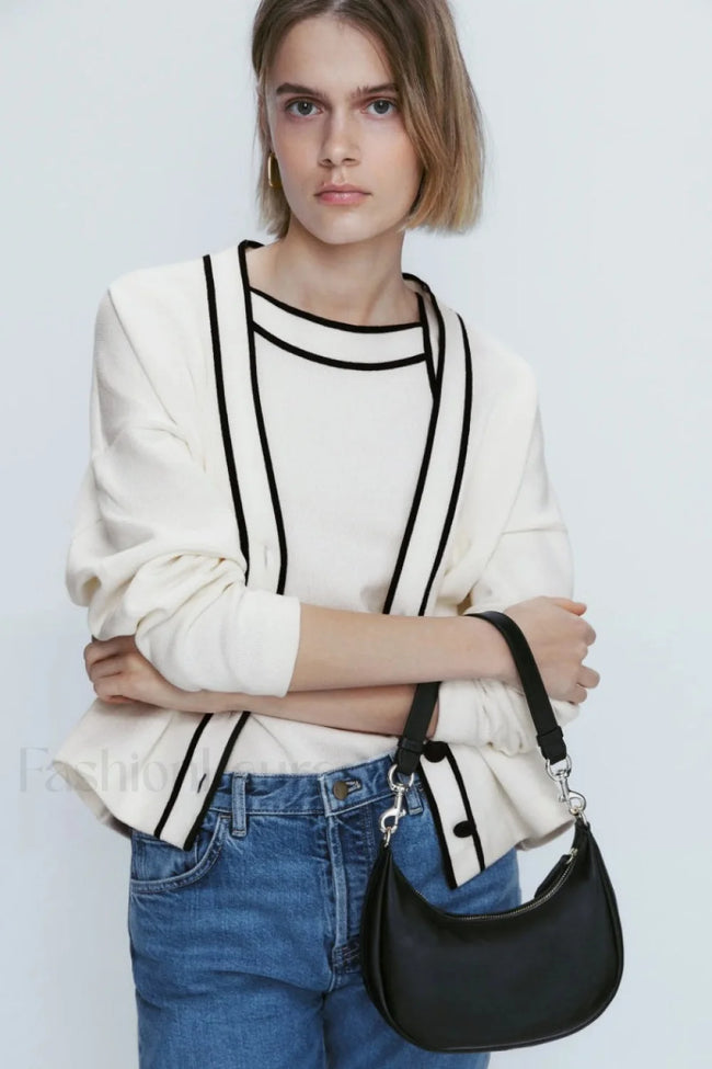 Contrast Knit College Cardigan Main image