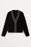Contrast Knit College Cardigan Black / S