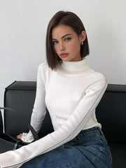 Contrast Piping Turtleneck Sweater Sweaters