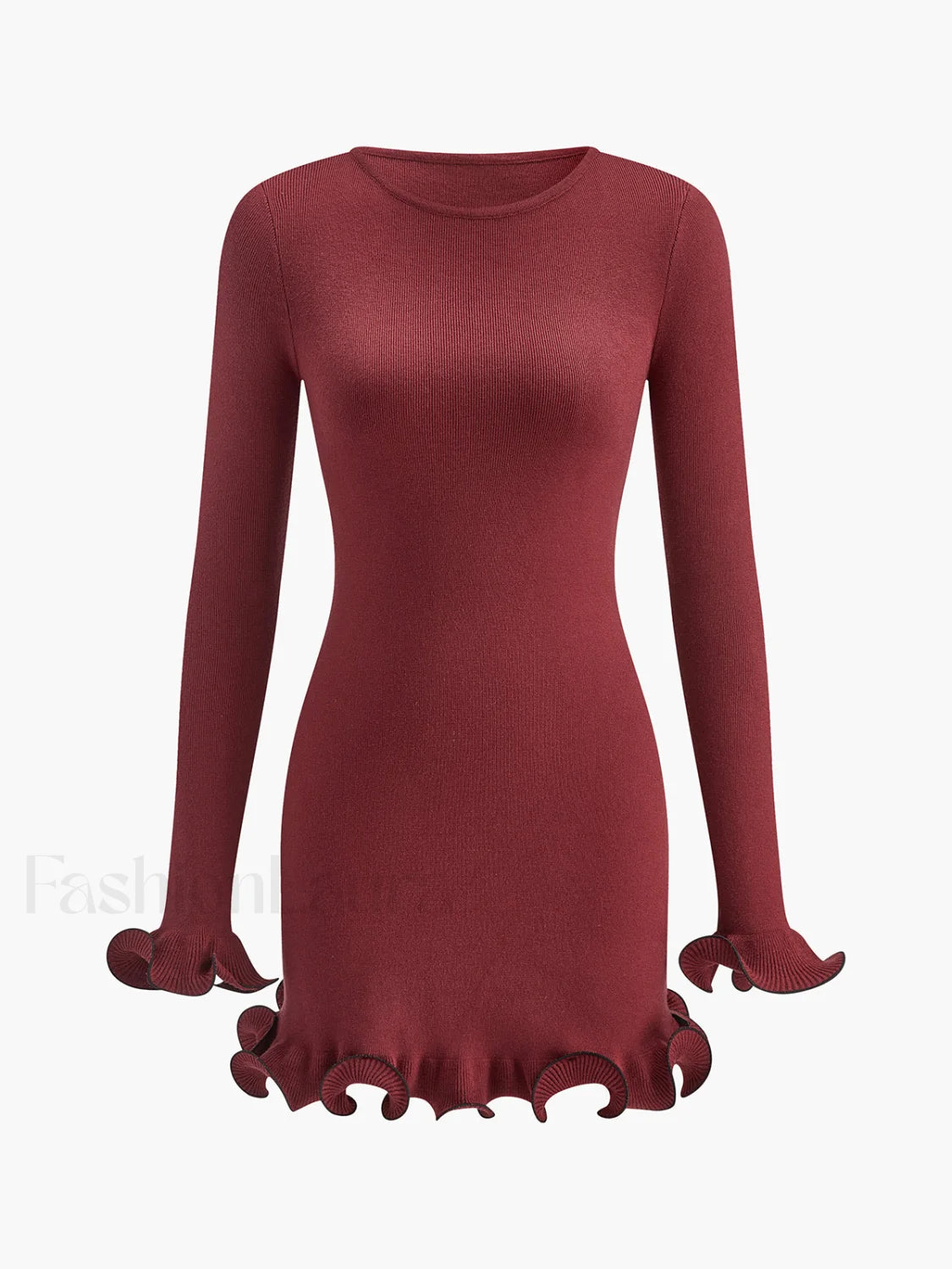Contrast Ruffle Slim Dress Dresses