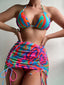 Contrast Shirring Backless Three Piece Set color1 / S