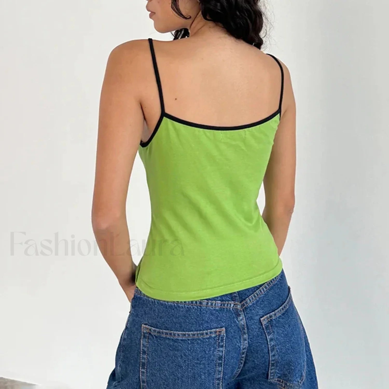 Contrast Spaghetti Strap Crop Top Secondary image