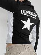 Contrast Star Print Zip Up Jacket Jackets