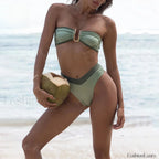 Contrast Strapless Bikini Set