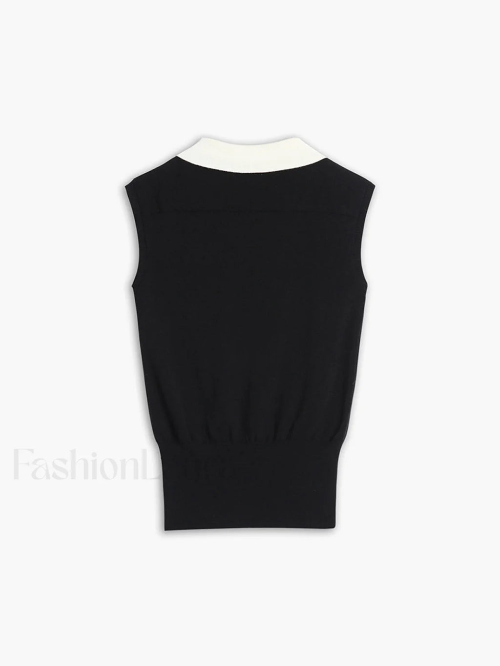 Contrast Trim Collar V neck Knit Sweater Vest Sweater Vests