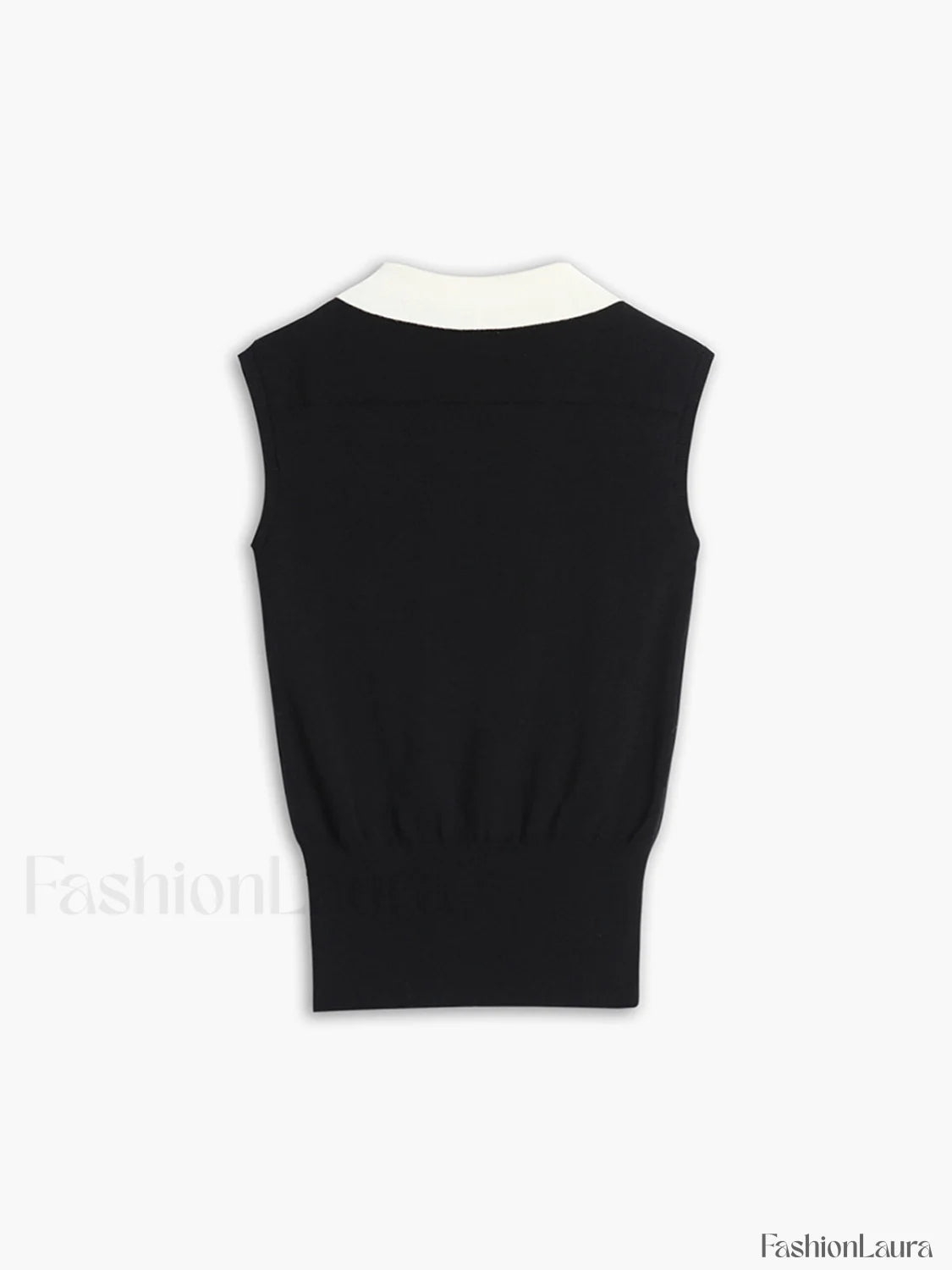 Contrast Trim Collar V neck Knit Sweater Vest Sweater Vests