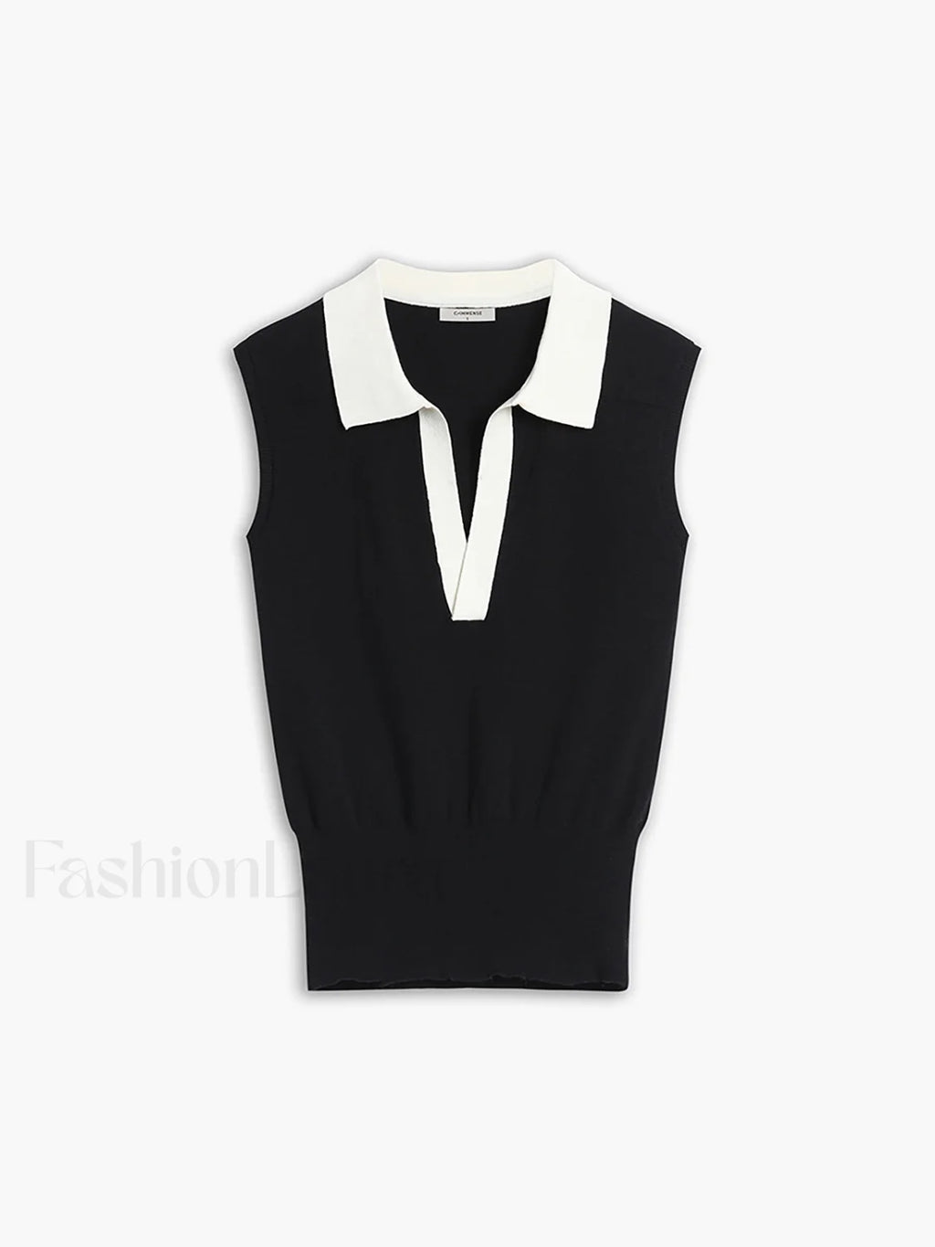 Contrast Trim Collar V neck Knit Sweater Vest Sweater Vests