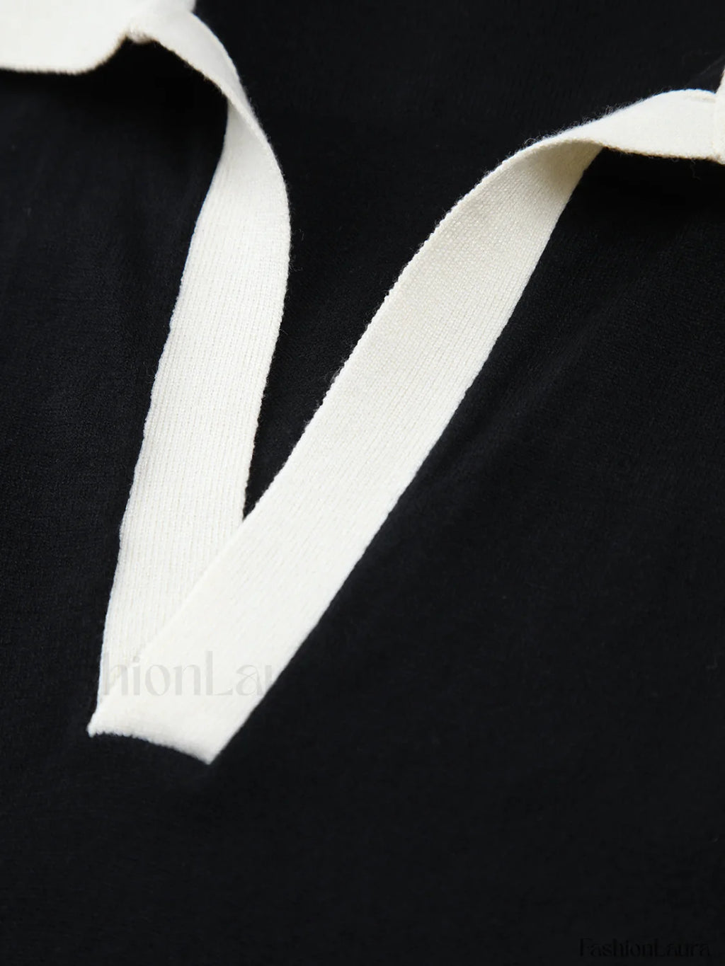 Contrast Trim Collar V neck Knit Sweater Vest Sweater Vests