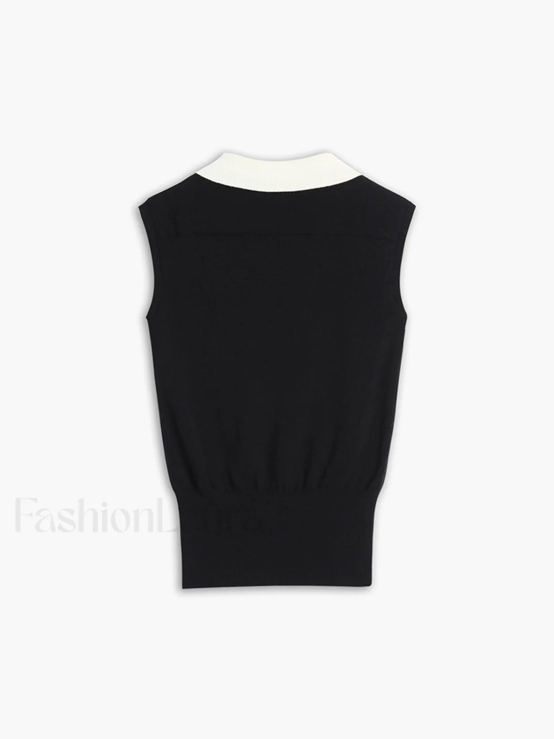 Contrast Trim Collar V neck Knit Sweater Vest Sweater Vests