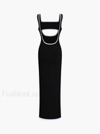 Contrast Trim Cutout Long Sweater Dress Sweater Dresses