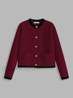 Contrast Trim Jersey Cardigan Burgundy / XS Cardigans