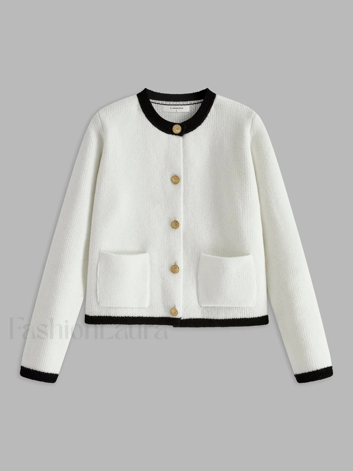 Contrast Trim Jersey Cardigan White / XS Cardigans