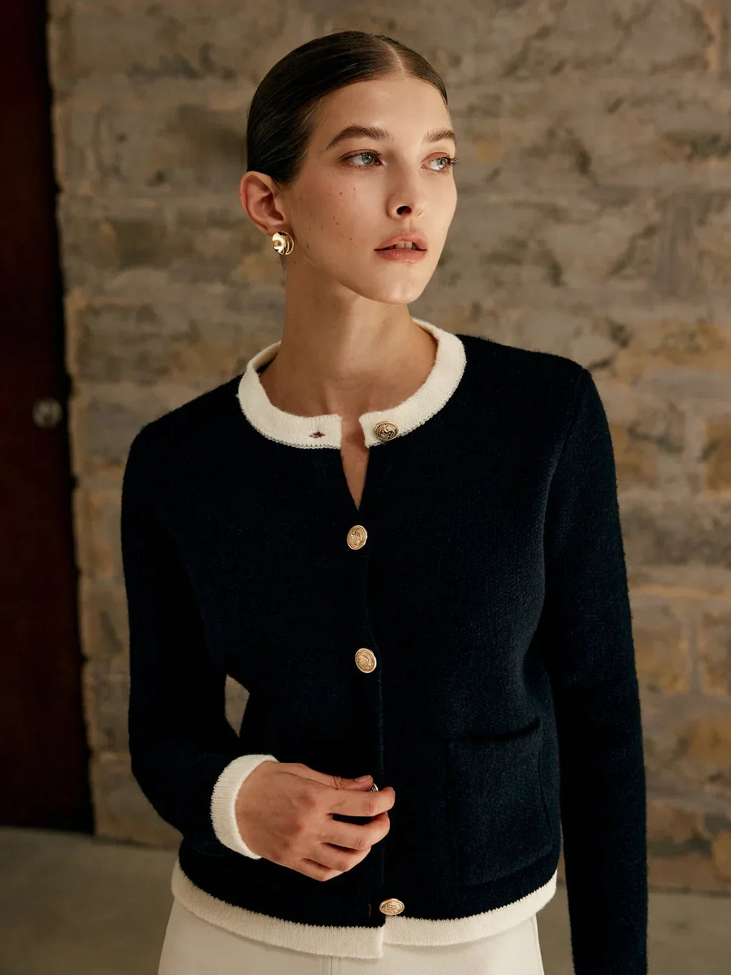 Contrast Trim Jersey Cardigan Cardigans