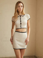 Contrast Trim Mini Skirt Set Skirt Sets