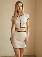 Contrast Trim Mini Skirt Set Skirt Sets