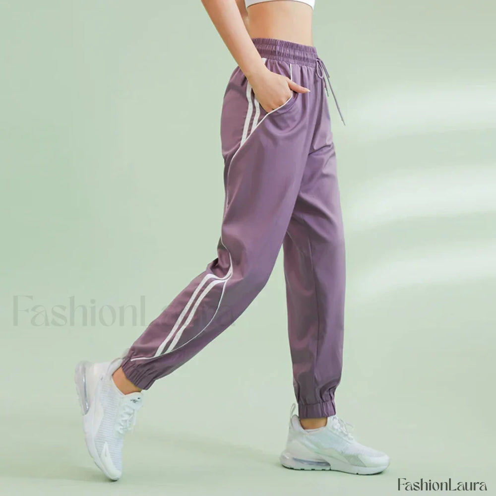 Contrasting Colors Side Pocket Sweatpants purple / S
