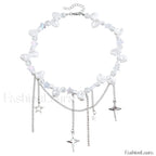 Cool Diamond Style Star Cross Necklace STEEL