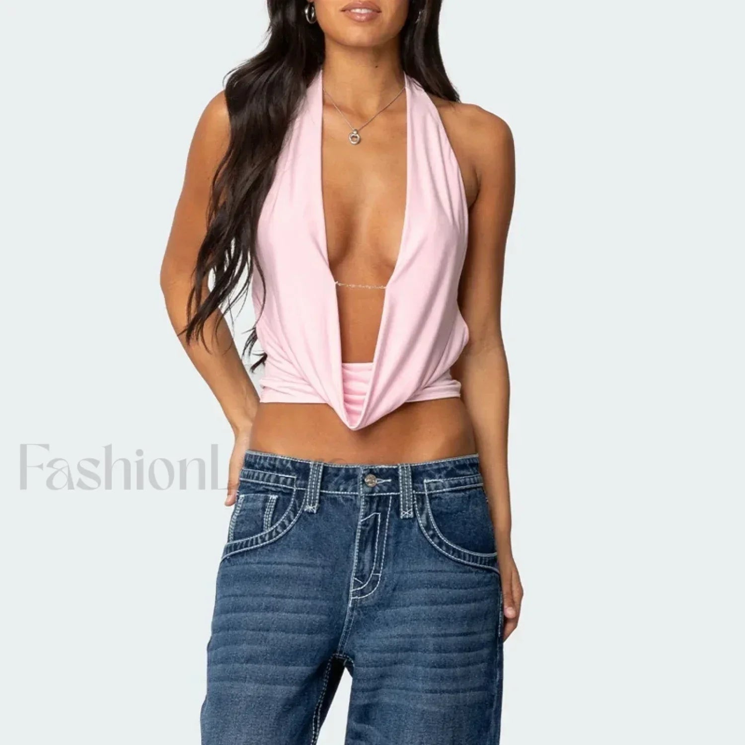Coquette Deep V Backless Crop Top Main image