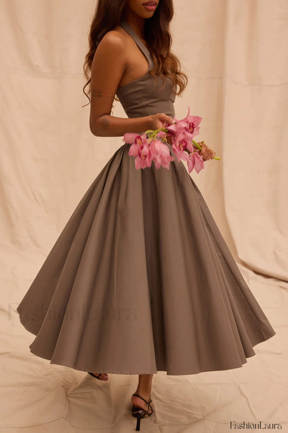 Coquette Scarlet Stylish Halter Midi Dress
