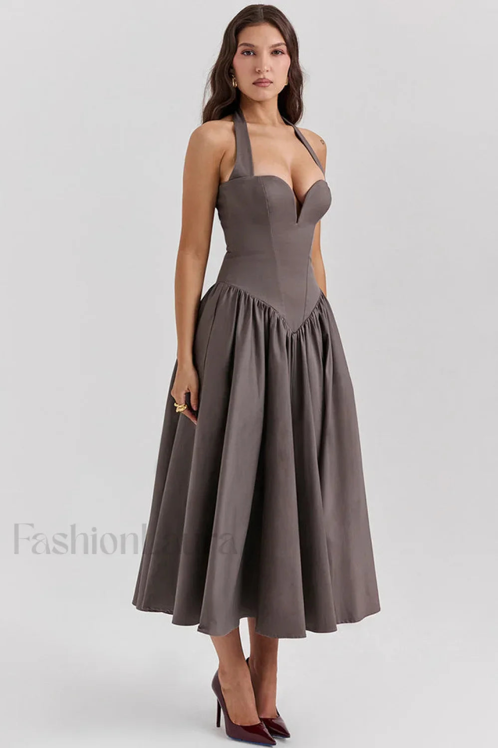 Coquette Scarlet Stylish Halter Midi Dress