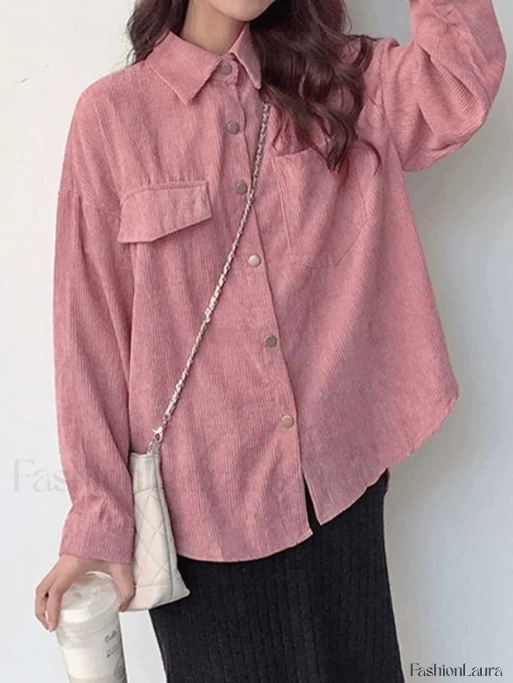 Corduroy Long Sleeve Button Blouse Shirts