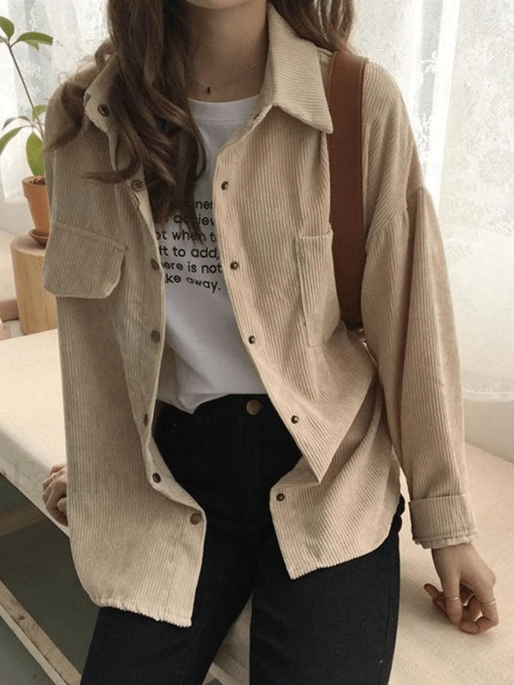 Corduroy Long Sleeve Button Blouse Shirts