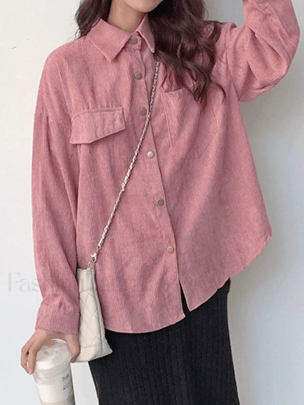 Corduroy Long Sleeve Button Blouse Shirts