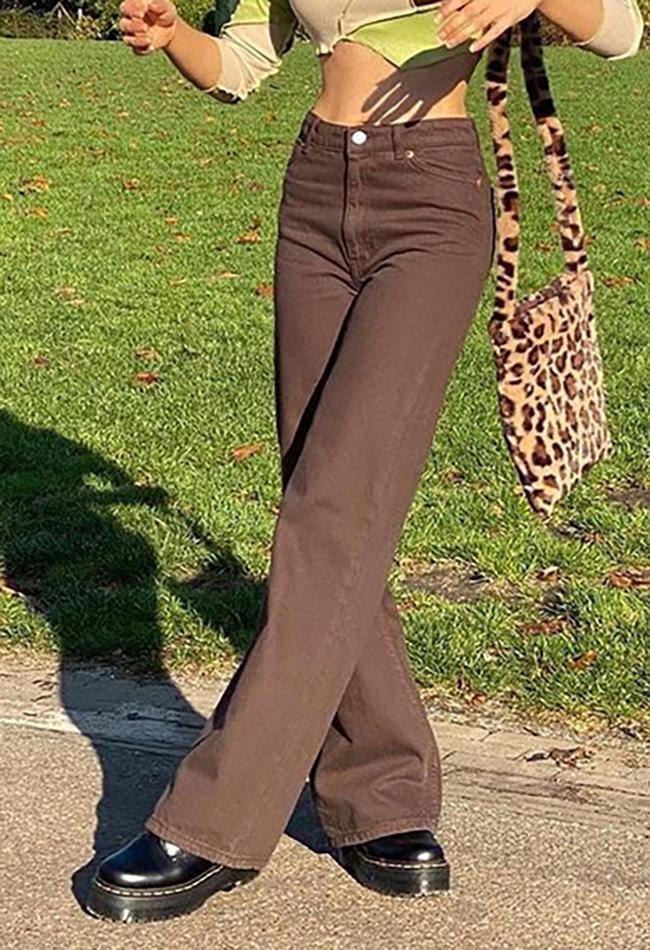 Corduroy Straight Leg Pants Brown / S Pants Main image