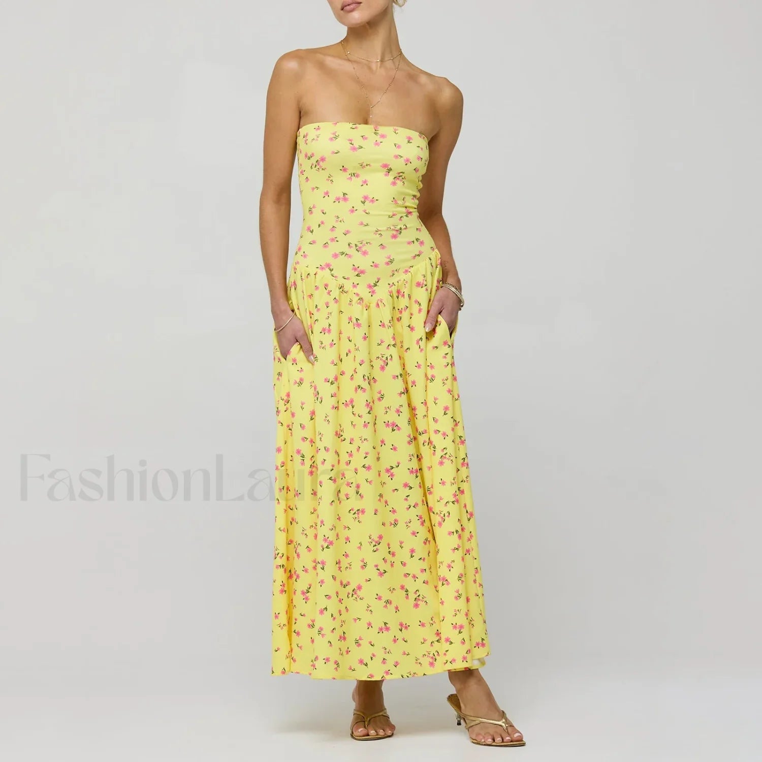 Corset Ruffle Midi Dress Yellow / S Main image
