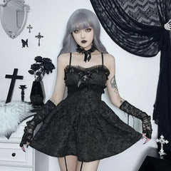 Corset Slip Nightclub Rose Lace Shirring Mini Black Backless Dress Print Patchwork Party A Line Dress Black / S