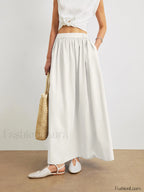 Cotton A Line Skirt With Pockets White / XS Skirts
