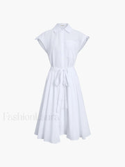 Cotton Blends Sleeveless Trendy Split Midi Dress Dresses