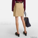 Cotton Drape Peplum Belted Skirt