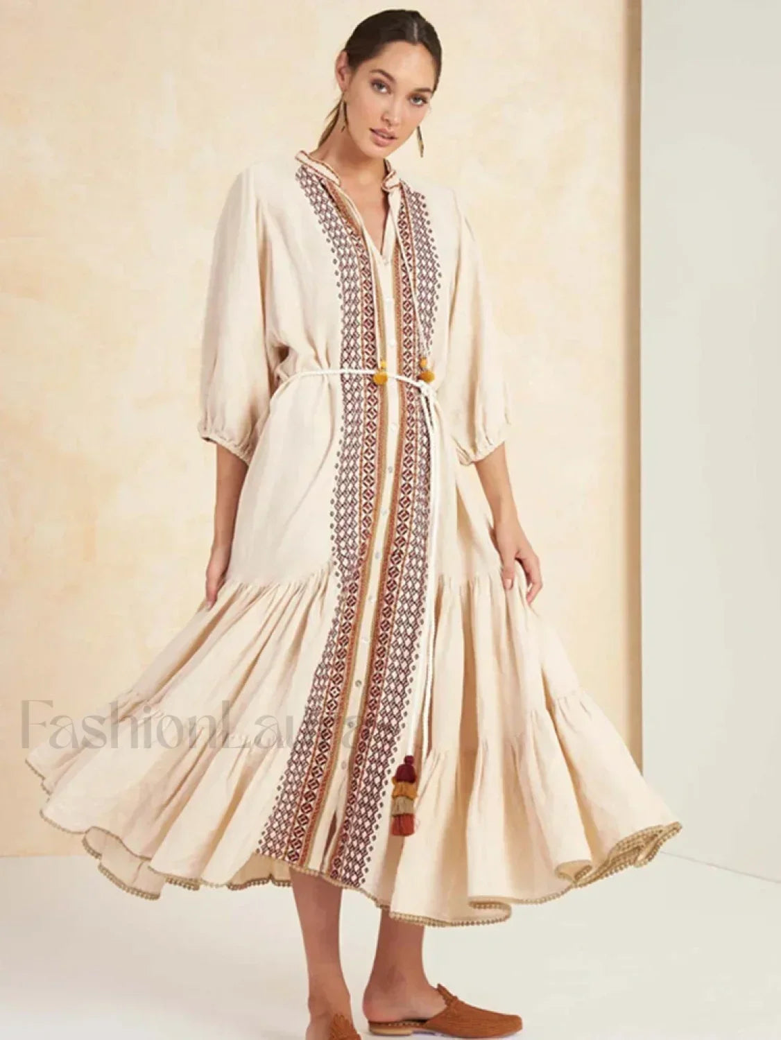 Cotton Flare Sleeve Boho Dress Main image