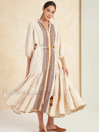 Cotton Flare Sleeve Boho Dress