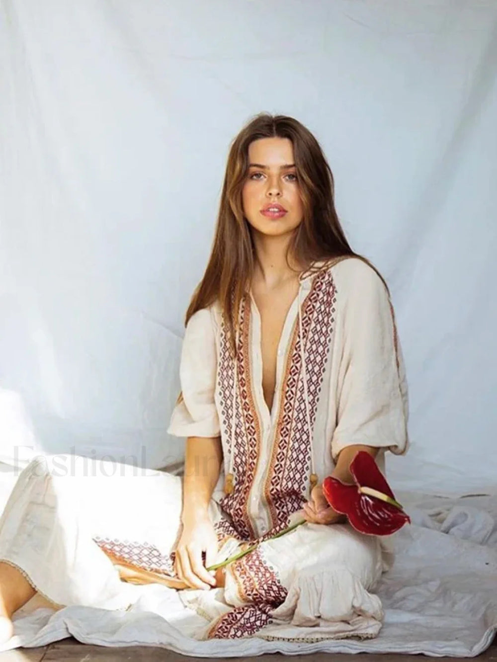 Cotton Flare Sleeve Boho Dress