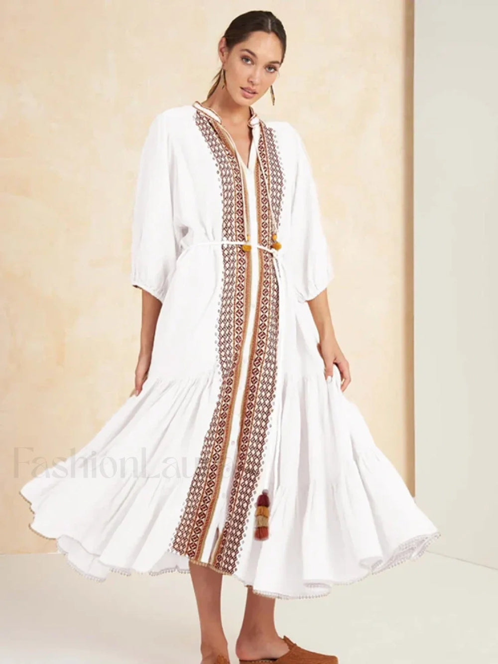 Cotton Flare Sleeve Boho Dress