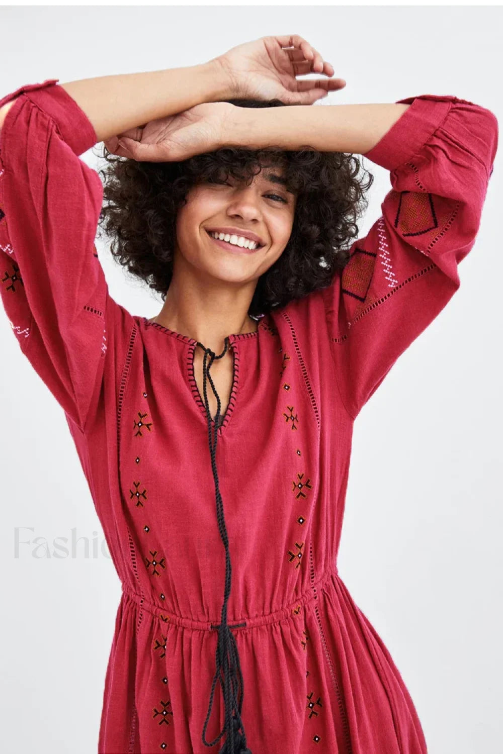 Cotton Floral Tassel Boho Dress